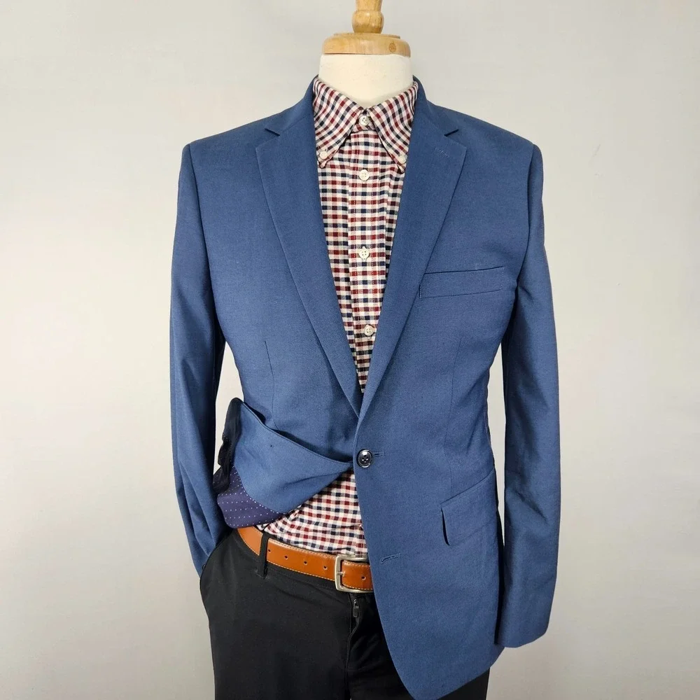 APT.9 Men's Two Button Sport Coat Blazer Navy Polyester Blend Premier Flex 38R